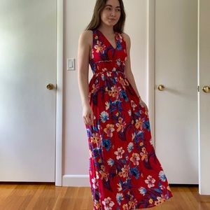 Red floral tropical dress Japna Marshalls
